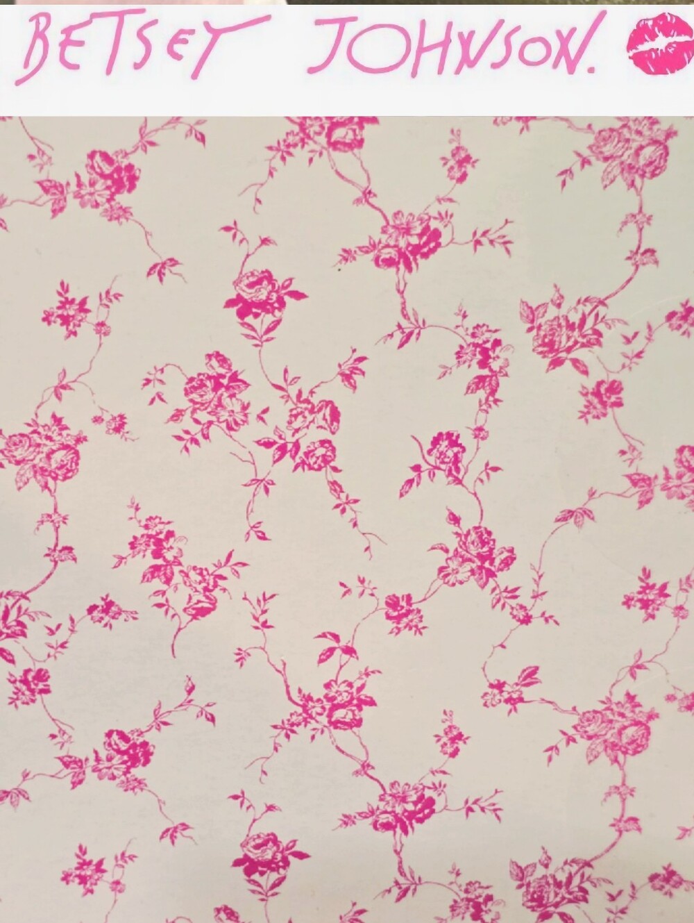 Betsey Johnson Pink Floral Toile PEVA Shower Curtain Liner